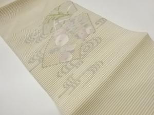 絽綴れ地紙に流水・万寿菊模様織出し名古屋帯